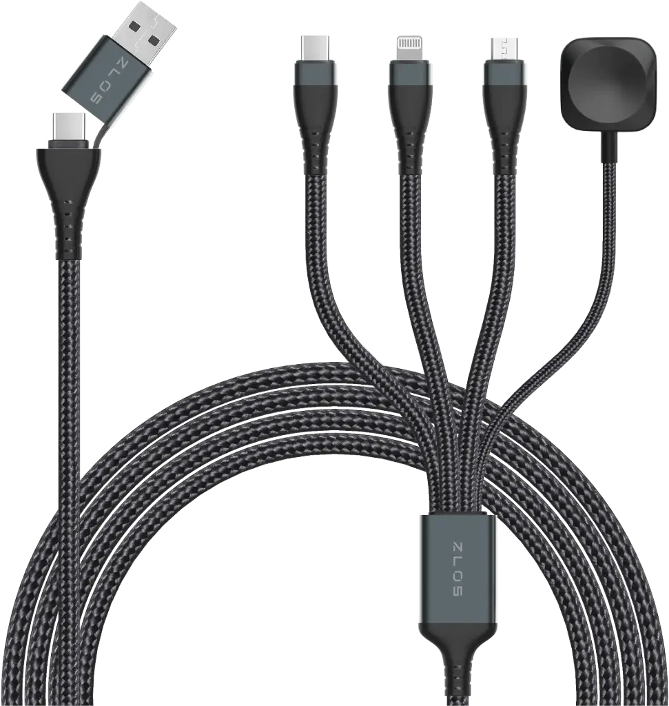 ZLOS Two(C+A) to Four(C+L+Micro+Watch) braided data charging cable