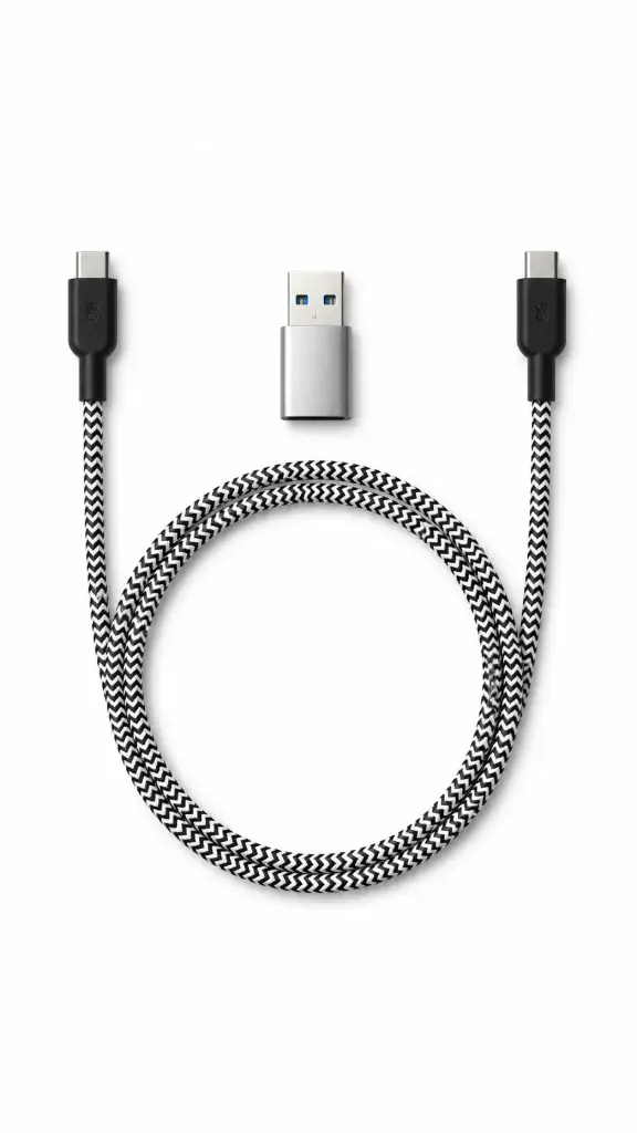Q8 Cable - USB C to C Quicksilver 1M + USB C to USB A Converter