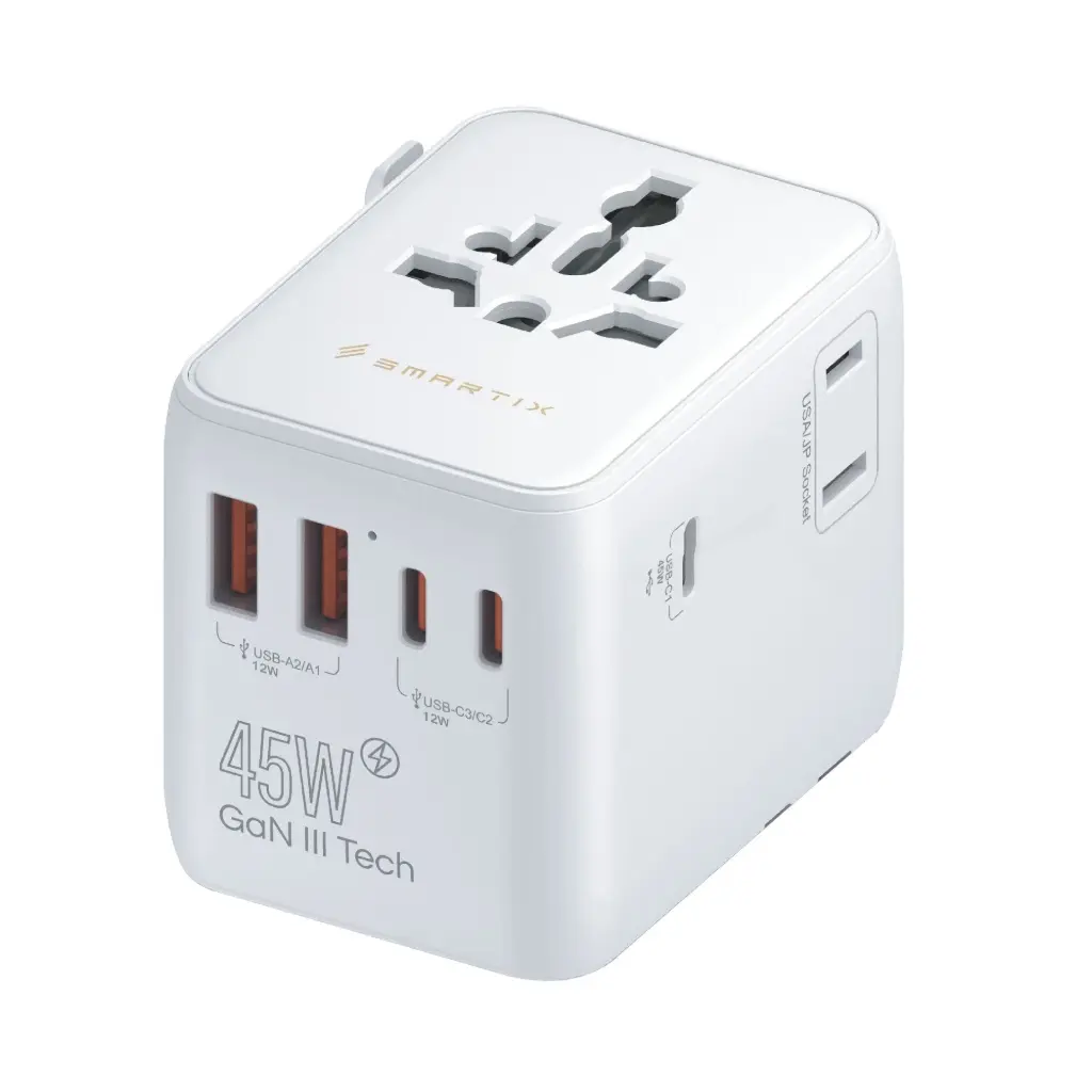 Smartix Premium International Travel Adaptor 45W PD White