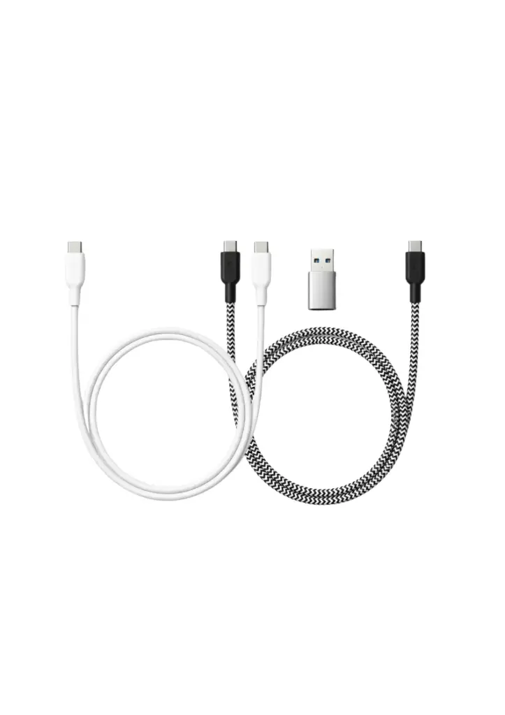 Q8 Cable - C to C - 1M -White & Quicksilver with Converter Bundle