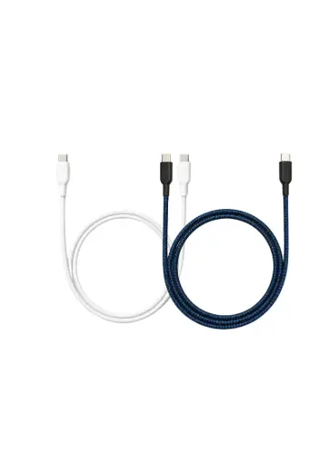 [Prp-CC-1M-WHT-BLUE-Bun] Q8 Cable - CtoC - Nylon&Braided - 1M - White & Blue- Bundle